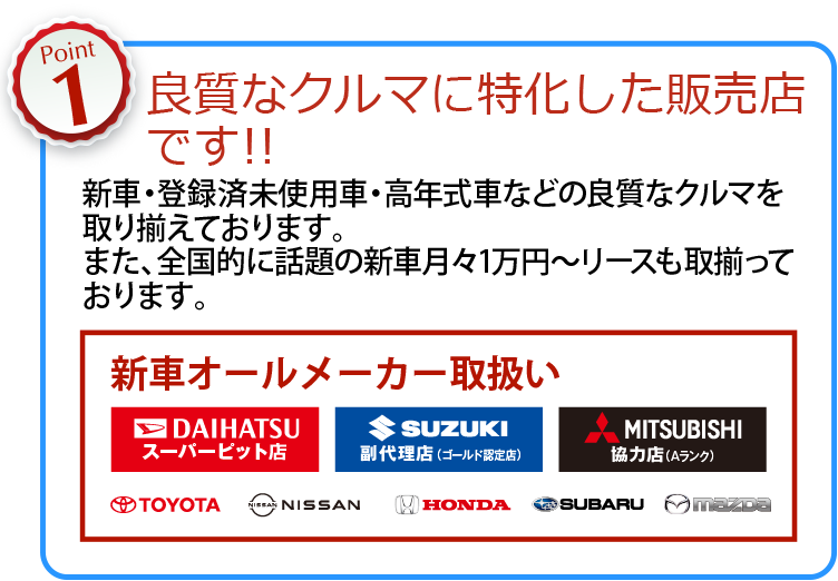 良質なクルマに特化した販売店です!!